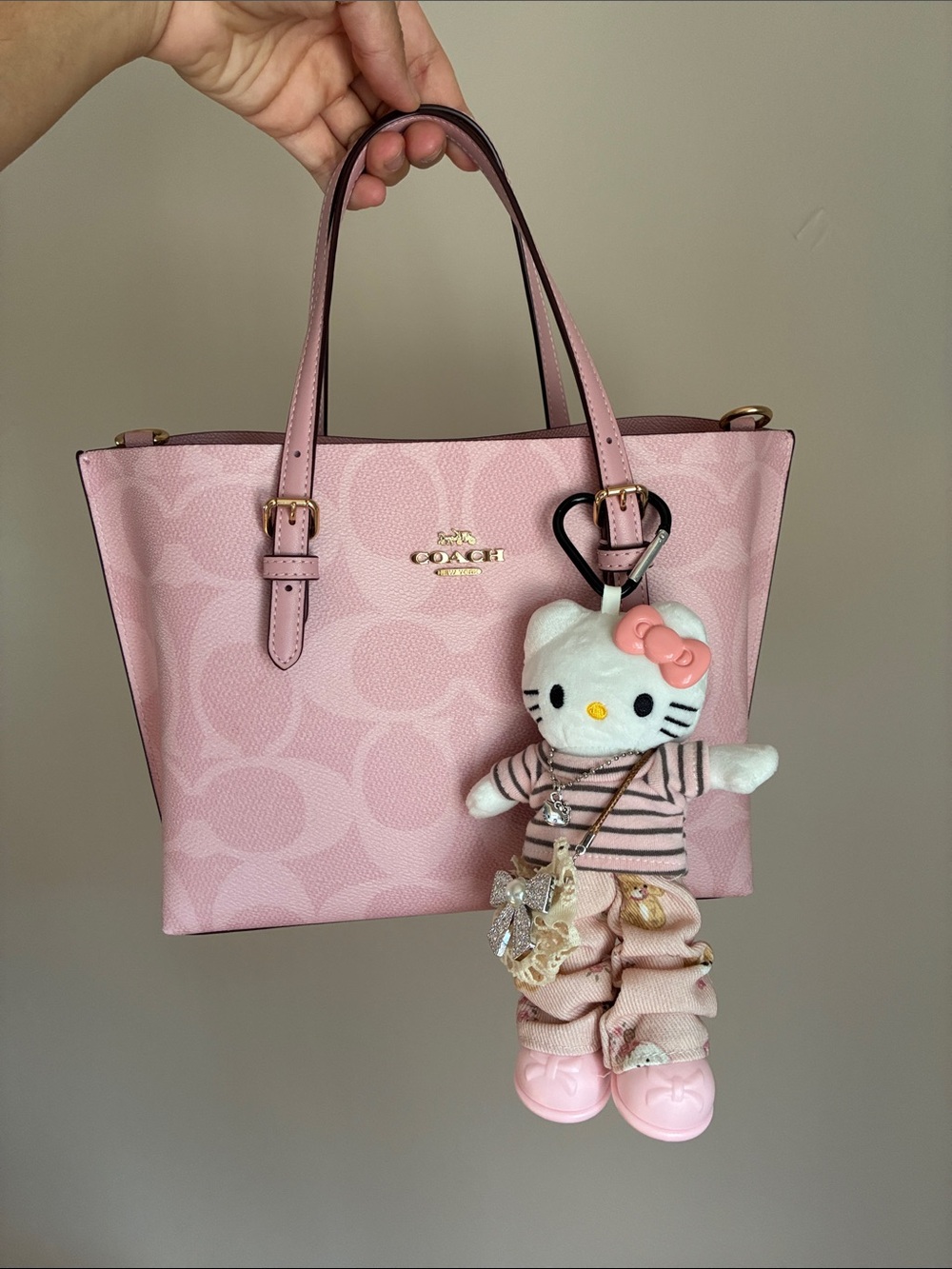 Hello Kitty Pink and White Fashion Diva Plush Keychain Bag Charm